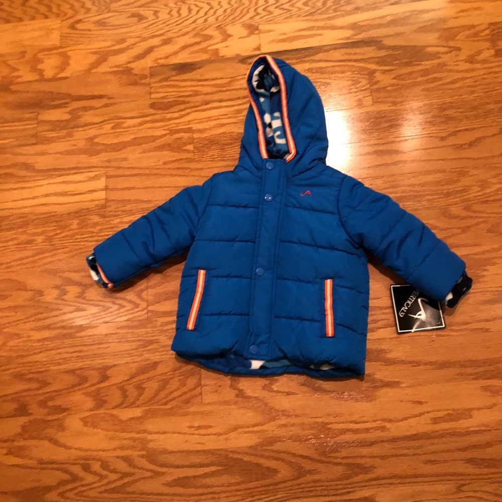New with tags boys vertical’9 puffer winter jacket with hood size 12 months